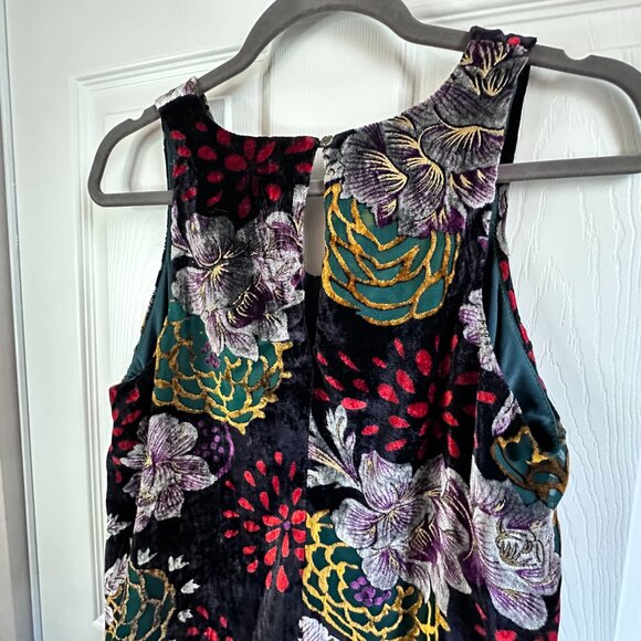 She + Sky Womens Small Floral Velvet Burnout Sleeveless Mini Dress Whimsigoth - Picture 5 of 10